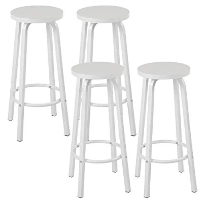 Image de WOLTU Lot de 4 Tabourets Bars Rond Structure en métal Assise MDF,Blanc BH237ws