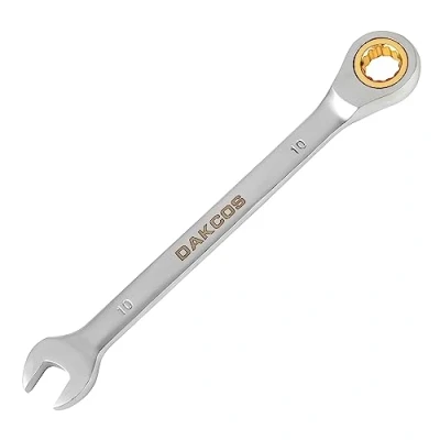 Image de DAKCOS clé à cliquet combinée 10mm dorée en CR V avec finition chromée mate
