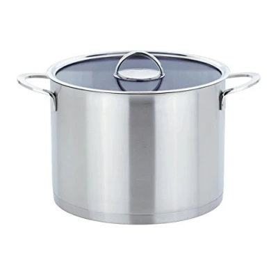 Image de GSW 893268 Elegance Tout Bouilloire avec Couvercle en Verre 26 cm/Env. 10 L, Acier Inoxydable, Argent, 40 x 27,5 21,5 cm, 2 unités