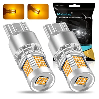 Image de Maimiao 2Pcs T20 W21W 7440 Ampoule de clignotant Ambre, Canbus sans erreur Anti Hyper Flash Ampoules LED automobiles 89Pcs 2016SMD Chipset 12V 24V 3400LM