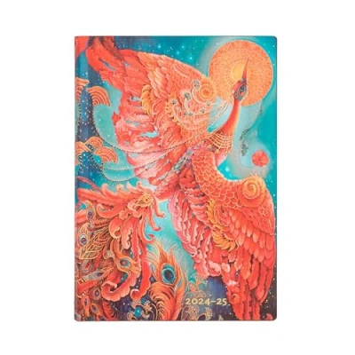 Image de Paperblanks Flexi Agendas 18 Mois à Couverture Souple 2025, Oiseau de Feu, Midi, Horizontal, Fermeture Élastique