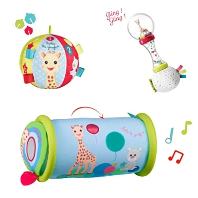 Image de Sophie la Girafe Coffret Eveil des Sens 3 Jouets Indispensables Eveille les 5 sens, l&#039;ouie, le toucher, l&#039;odorat, vue et gout