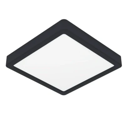 Image de Eglo connect.z Smart Home Plafonnier de salle bain LED Fueva 6 Z, ZigBee, app et commande vocale Alexa, blanc chaud froid, RGB, luminaire à intensité variable, noir, IP44, 22x22 cm