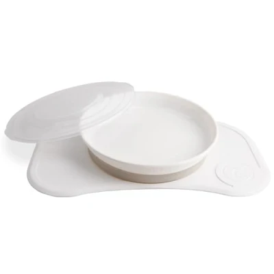 Image de Twistshake Ensemble de Vaisselle pour Bébé Mini Assiette Ventouse + Set Table (31x17) sevrage sans BPA d&#039;entraînement en 3 Parties 6 mois+ Blanc