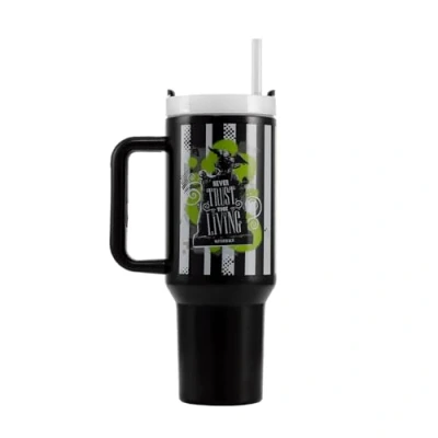 Image de Pyramid International Beetlejuice Gobelet de 1200 ml avec paille et couvercle, isolation sous vide avancée à double paroi, garde au froid jusqu&#039;à 11 heures chaud 7 heures, sans BPA,