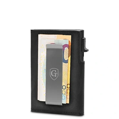 Image de Gento SMARTLET Push portefeuille avec compartiment à monnaie Étui en métal fin Protection RFID NFC certifiée TÜV Petit pour cartes, Marron foncé mat,