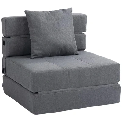 Image de HOMCOM Chauffeuse canapé lit Convertible Fauteuil 1 Place avec Coussin déhoussable, Tissu Gris