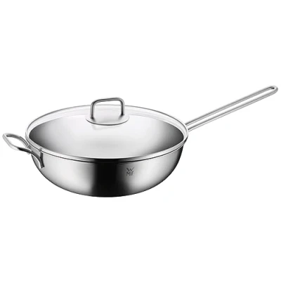 Image de WMF wok à induction 30 cm, avec couvercle en verre, acier inoxydable Cromargan poli, non revêtu, passe au four