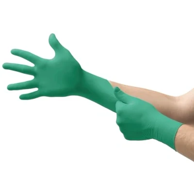 Image de Ansell TouchNTuff 92 600VP Gants Jetables Nitrile Fins et Résistants, Protection Chimique Mécanique, Industrie Alimentaire, Gant Usage Unique Non Poudré, Sans Latex, Vert, Taille S (20 Gants)