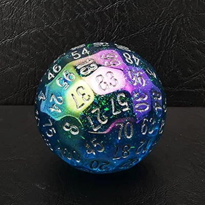 Image de Bescon Dazzling Blue 100 Sided Dice, Polyhedral Solid Sides Dice 45MM in Diameter (1.8inch), Game D100