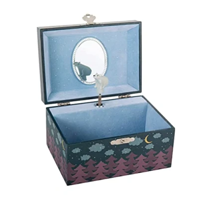 Image de TROUSSELIER Coffret Musical Ours dans la Forêt Idéal Cadeau de naissance Musique Nocturne Chopin Colori Bleu nuit Phosphorescent Brille