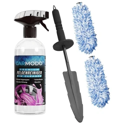 Image de CARMODO® brosse pour jantes en microfibre extra fine Avec housse de interchangeable Nettoyage profondeur dans le fond la jante nettoyant qualité supérieure