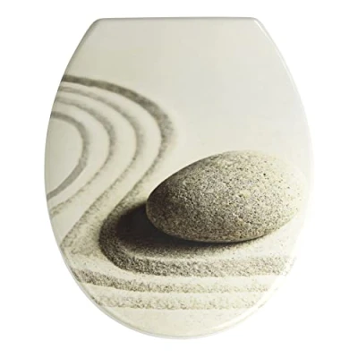 Image de WENKO Abattant WC Sand and Stone antibactérien, Fixation en Acier INOX Multicolore