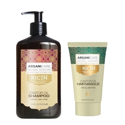 Image de ARGANICARE Gamme Ricin Shampoing Accélérateur de croissance 400 ml + 50 A l’huile Bio [Soin pour cheveux] Nourrit Renforce Hydrate Tous types cheveux