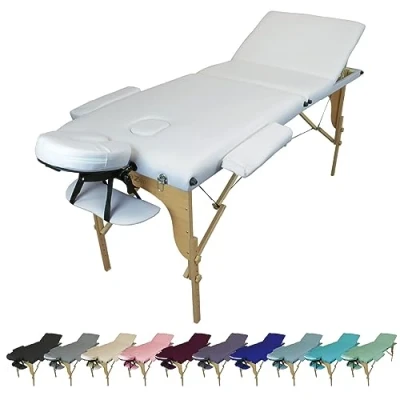 Image de Vivezen Table de Massage Pliante 3 Zones en Bois avec Panneau Reiki + Accessoires et Housse Transport Plusieurs Coloris