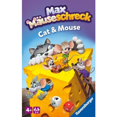Image de Ravensburger 22466 Max Répulsif Chat et Souris Compact pour Enfants à partir de 4 Ans Jeu dés Collection 2 Joueurs, 22466, Blanc