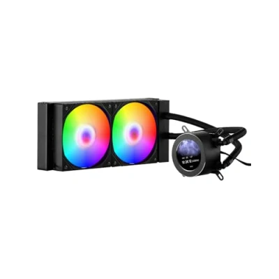 Image de VEVOR Refroidisseur Eau pour Processeur AIO, Liquide PC avec 2 Ventilateurs Pompe PWN 120 mm, Écran LCD 2,1&#039;&#039;, Lumière ARGB, Compatible Intel 115X/1366/2011/1700/1200, AMD AM4/AM5