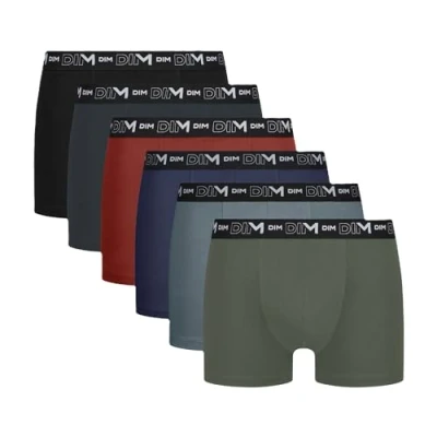 Image de DIM Homme Coton Stretch Respirant Maintien Optimal X6 Caleçon Boxeur, Noir/Gris/Vert/Bleu/Rouge, M EU