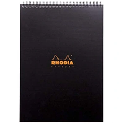 Image de RHODIA 19920C Bloc Notes à Spirale (Reliure Intégrale) Notepad Noir A4 21 x 29,7 cm Petits Carreaux 80 Feuilles Détachables Papier Clairefontaine 90 g/m² Couverture Polypro 100 % Recyclée