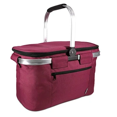 Image de Navaris Panier de Pique Nique Pliable Isotherme Etanche 27L pour Plage Parc Forêt Pêche Camping en Tissu avec Poignée Alu