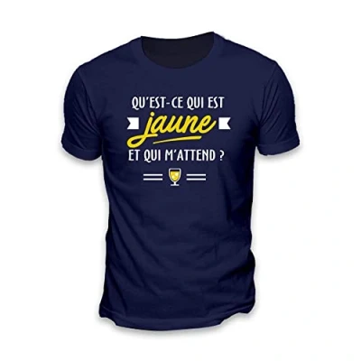 Image de STC T Shirt Qu&#039;est ce Qui est Jaune et m&#039;attend ? Taille M