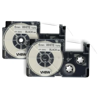 Image de 2 x Cassette Cartouche Ruban 6mm vhbw pour Casio KL 7000, 70E, 7400, 750E, 780, 8100, 820 comme XR 6WE1, 6WE.