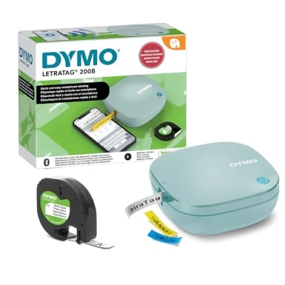Image de DYMO LetraTag 200B étiqueteuse Bluetooth Imprimante d&#039;étiquettes compacte Se connecte à iOS et Android l&#039;aide de la Technologie sans Fil Inclut 1 Ruban en Papier Blanc Bleu Rêveur
