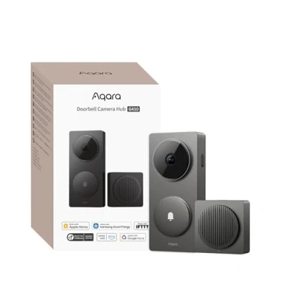 Image de Aqara 2K Sonnette Video Hub G410 avec Carillon, HomeKit Secure Video, Matter Intégré, Wi FI 2,4G/5GHz, Zigbee et Thread, 4:3, sans Fil/Filaire, Compatible Alexa, Google, Home Assistant, Gris