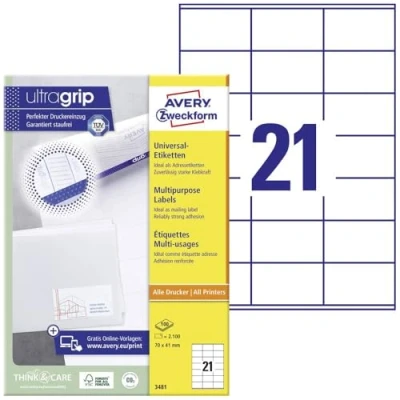 Image de AVERY/Zweckform étiquettes, 70 x 41 mm, bord à tête et pied