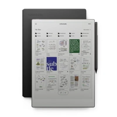 Image de reMarkable Paper Pro Bundle Folio en cuir Écran couleur de 11,8&quot; et lampe lecture Comprend une tablette Pro, un marqueur plus stylo étui portefeuille noir