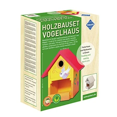Image de Pebaro Siva 466 Kit de Construction, pour cabane à Oiseaux, avec 9 Panneaux en Bois Bouleau Non traité, Un Marteau et des Clous, Une idée Les Artisans Amateurs