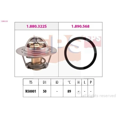 Image de EPS 1.880.322 Thermostat d&#039;eau 89 50 Made in Italy OE Equivalent avec joint d&#039;étanchéite RENAULT: CLIO 2, MEGANE SCENIC DACIA: Duster SUV