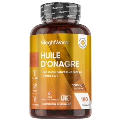 Image de Huile d&#039;Onagre Pressée À Froid 180 Gélules Molles Multi Usages (6 Mois) 1000mg Onagre Source Riche en Oméga 6 &amp; 9 Complément Alimentaire Peau, Cheveux, Ongles Spécial Bien Être Femme