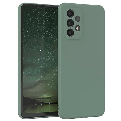 Image de EAZY CASE Coque de protection fine en silicone souple compatible avec Samsung Galaxy A33 5G Anti rayures tissu Vert minuit