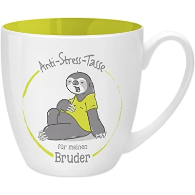 Image de Gruss &amp; Co 45508 Tasse Anti Stress pour Votre frère, 45 cl, Faite à Base de Porcelaine New Bone China, idéale comme Cadeau, Jaune, 9,5 cm