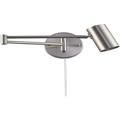Image de B·LED BARCELONA LED BarcelonaLED Applique murale avec bras articulé orientable couleur chrome argenté et câble prise interrupteur lampe de lecture Culot E27