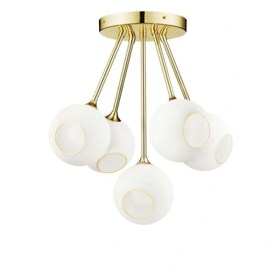 Image de DESIGN BY US Plafonnier Ballroom Molecule, blanc, verre, à 5 lampes