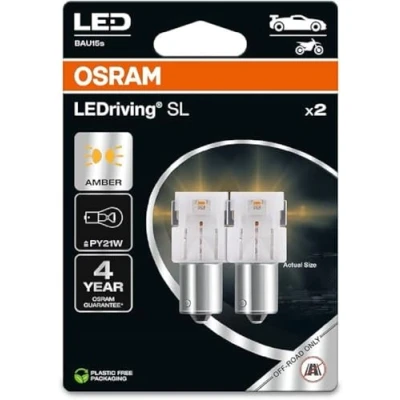 Image de OSRAM LEDriving SL, ≜ PY21W, Ambre, Double Blister (2 lampes), LED Retrofit, utilisation tout terrain uniquement