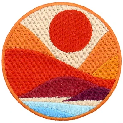 Image de ZEGIN Patch brodé en Forme de Bord mer avec Les Montagnes Brillantes, Explorez l&#039;extérieur, à Coudre ou Coller Fer Repasser