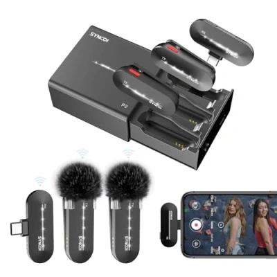 Image de SYNCO Micro Carvate sans Fil de Type C, P2ST Microphone Lavalier Portable avec étui Chargement Plug and Play pour Smartphone USB Tablette,Téléphone Android