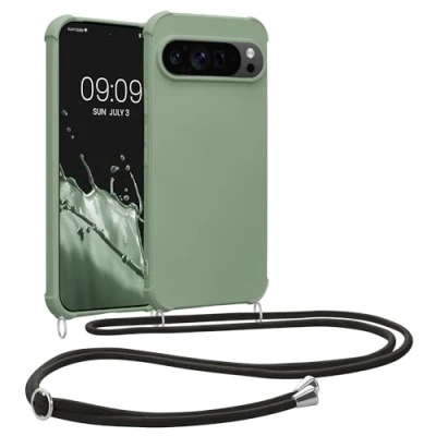 Image de kwmobile Coque Collier Compatible avec Google Pixel 9 Pro XL Housse en Silicone Vert Gris