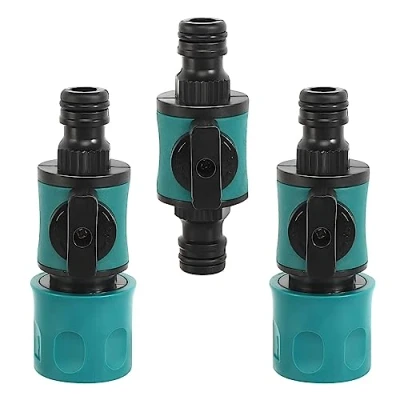 Image de CAINCAY Raccord de Tuyau d&#039;arrosage avec vanne régulation, 3 raccords Rapides d&#039;eau 16 mm pour tuyaux 1/2 Pouce