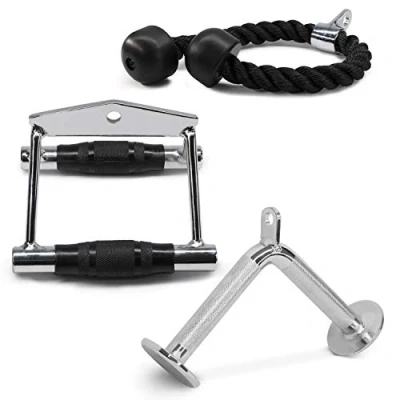 Image de Yes4All M0HX Handle+TricepRope+Vshapped Bar Mixte, H. Poignée Double D + Corde Triceps Barre en V, Fit 1.15inch