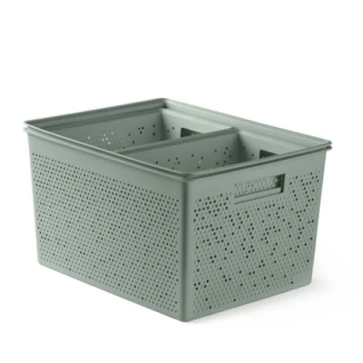 Image de TATAY Bohol Lot de 4 boîtes rangement rectangulaires (2 x l, 1 12 20 L), polypropylène, sans BPA, plastique 100% recyclé, vert, dimensions : 30 39 21,5 cm