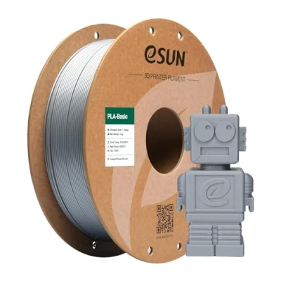 Image de eSUN PLA Filament 1.75mm, Basic Précision Dimensionnelle +/ 0.05mm, Bobine de 1KG (2.2 LBS) Rapide pour 3D Imprimantes,Argent