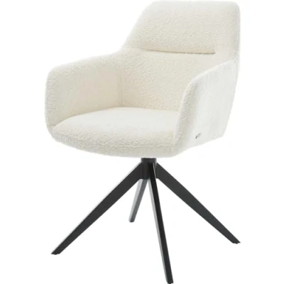 Image de Chaise pivotante Pejo Flex bouclé blanc pied croisé large noir pivotement sur 360 fonction bascule ressorts ensachés