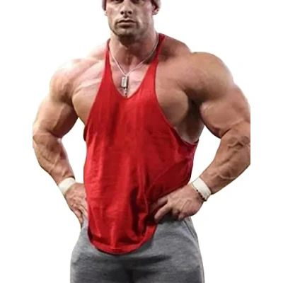 Image de GYMAPE Débardeur Gym Stringer pour Homme Extensible Entraînement De Musculation Coton Pur Color Red Size M