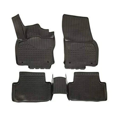Image de Tapis de Sol en Caoutchouc TPE Toutes Saisones pour Volkswagen Tiguan 2 2016 2024, Système Fixation, Bord Haut, Noir, Antidérapant, Saisons