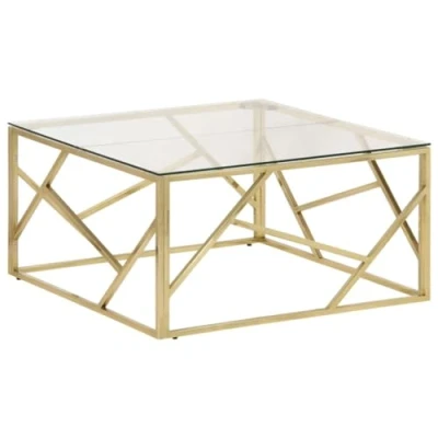 Image de vidaXL Table basse doré acier inoxydable et verre trempé 349980