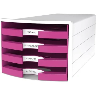 Image de HAN IMPULS 1013 XX Tiroir de rangement empilable avec 4 grands tiroirs ouverts pour format A4/C4/C4/ étiquette 280 x 367 253 mm Trend Colour lila
